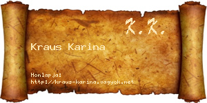 Kraus Karina névjegykártya
